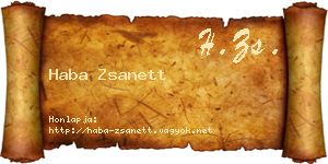Haba Zsanett névjegykártya